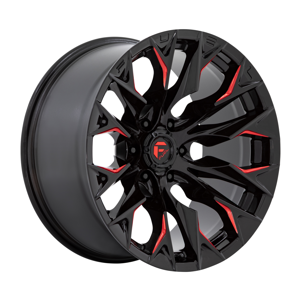 Fuel D823 Flame 20x9 8x170 +1mm Offset Gloss Black Milled w/ Candy Red Wheel