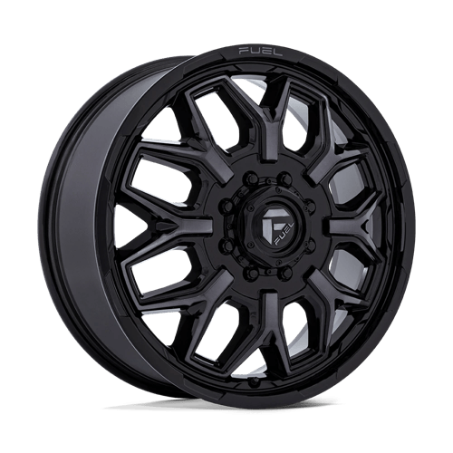 Fuel D875 Flux Dually 22x8.25 8x210 +104mm Offset Gloss Black Brushed Face w/ Gray Tint Wheel - Front