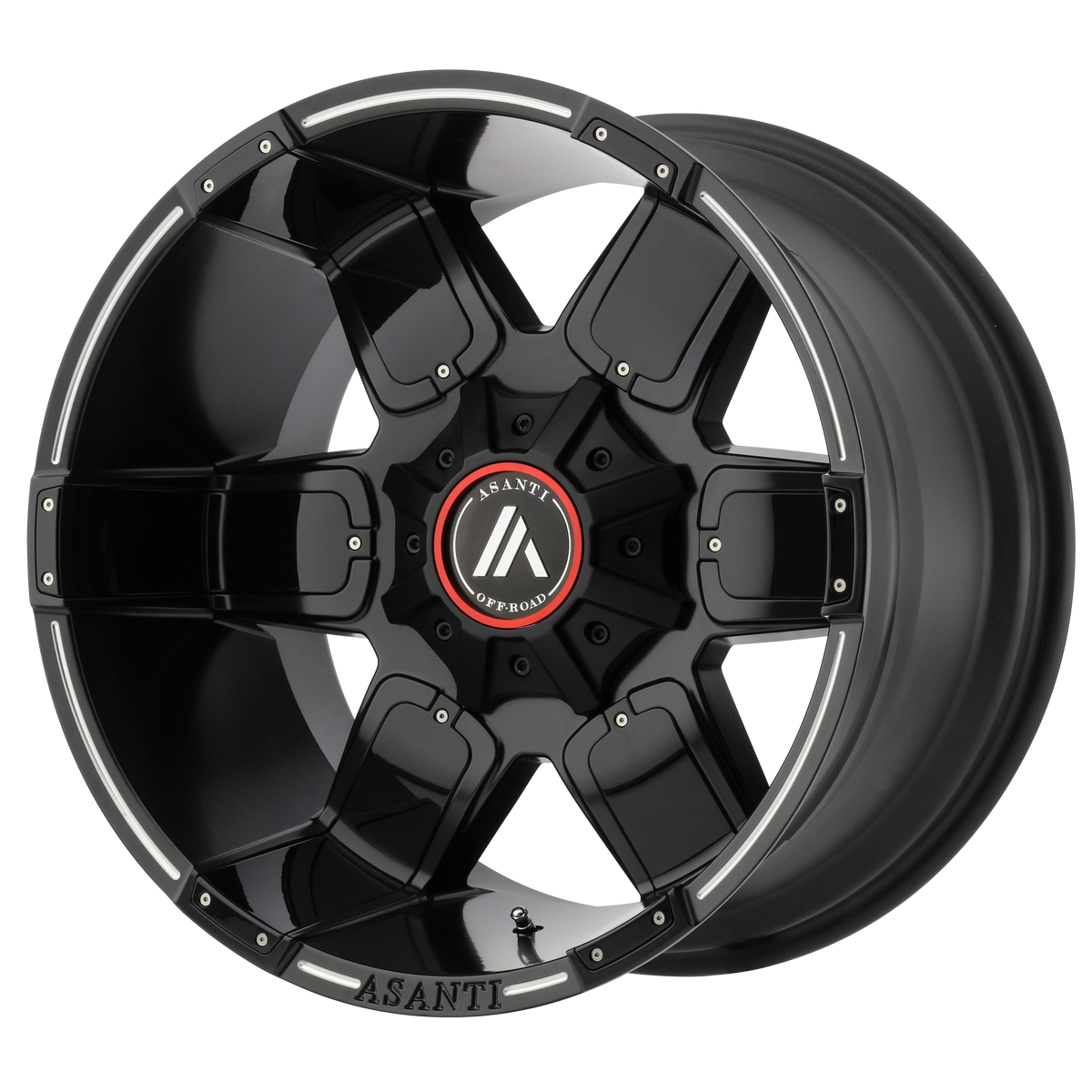 Asanti Off Road AB811 Warthog 20x10 8x180 -24mm Offset Satin Black Milled w/ Gloss Black Accents Wheel