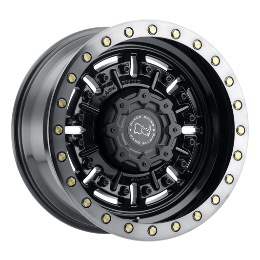 Black Rhino Hard Alloys Abrams 17x9.5 5x127 -18mm Offset Gloss Gun Black w/ Machined Dark Tint Wheel