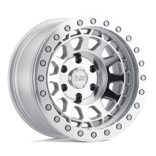 Black Rhino Hard Alloys Primm 18x9.5 6x139.7 -12mm Offset Silver w/ Mirror Face & Machined Ring Wheel