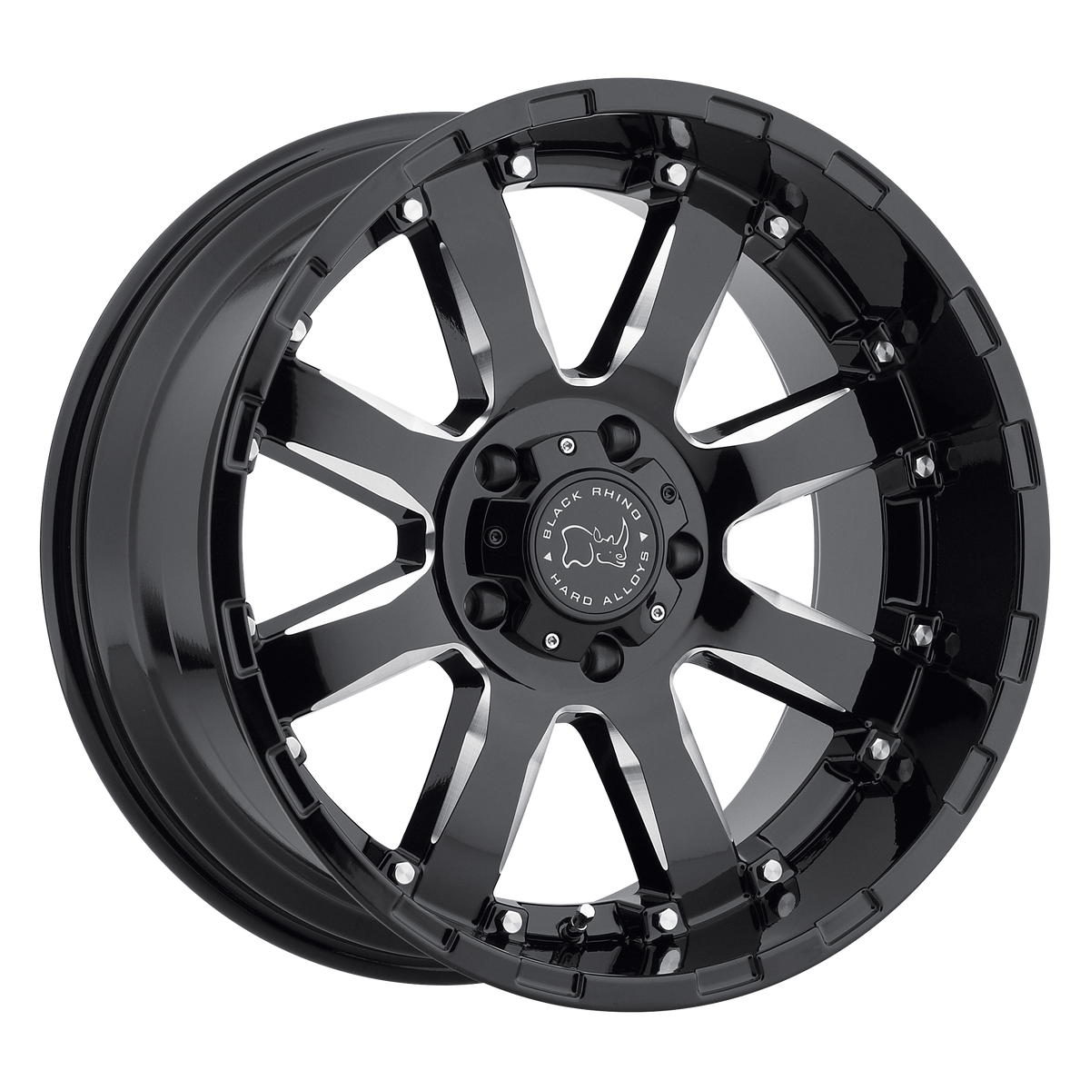 Black Rhino Hard Alloys Sierra 17x9 6x120 +12mm Offset Gloss Black Milled Wheel