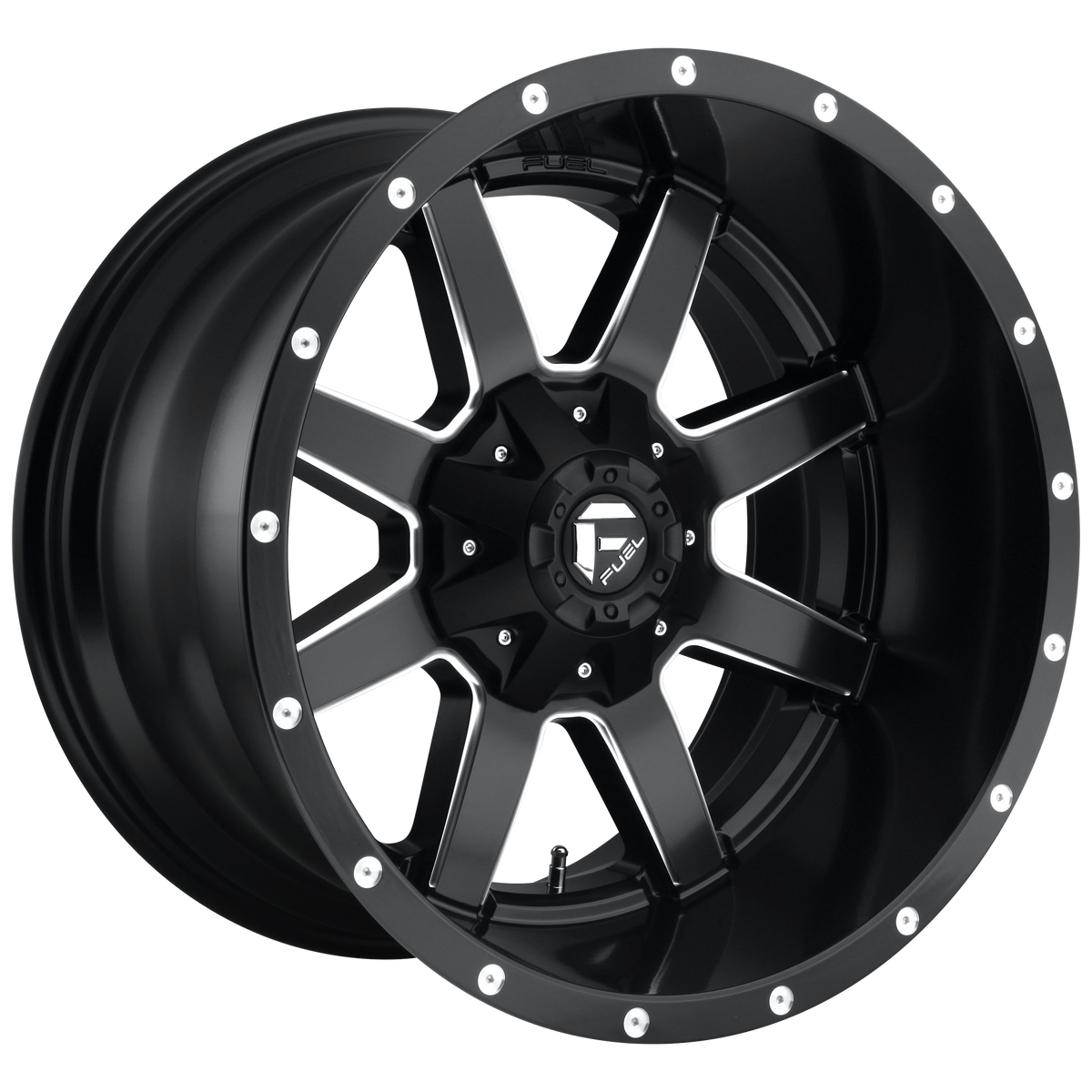 Fuel D538 Maverick Dually 20x8.25 8x200 +122mm Offset Matte Black Milled Wheel - Front