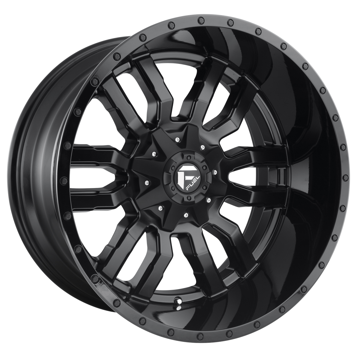 Fuel D596 Sledge 18x8 5x114.3 +35mm Offset Matte Black Gloss Black Lip Wheel