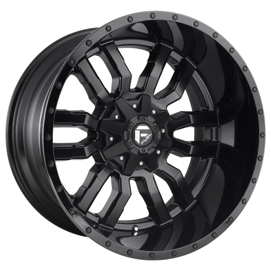 Fuel D596 Sledge 18x8 5x114.3 +35mm Offset Matte Black Gloss Black Lip Wheel