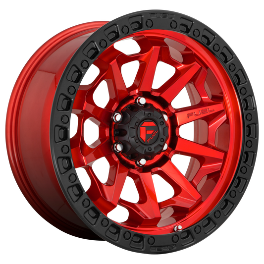 Fuel D695 Covert 20x10 6x139.7 -18mm Offset Candy Red w/ Black Bead Ring Wheel