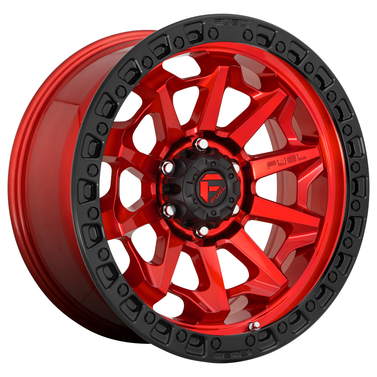 Fuel D695 Covert 17x9 6x135 +1mm Offset Candy Red w/ Black Bead Ring Wheel