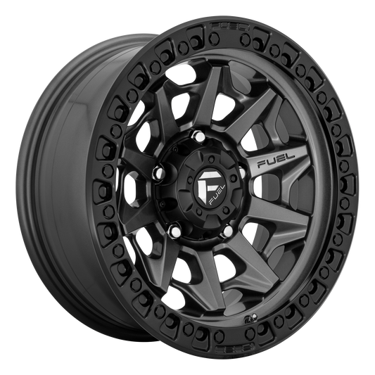 Fuel D716 Covert 15x8 6x139.7 -19mm Offset Matte Gunmetal Black Bead Ring Wheel