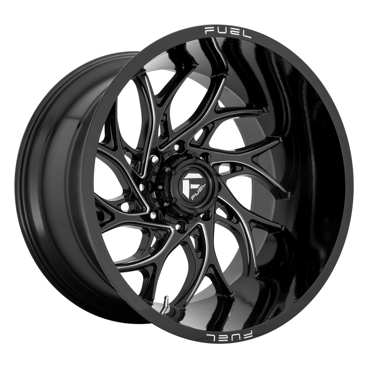 Fuel D741 Runner Dually 20x8.25 8x210 +105mm Offset Gloss Black Milled Wheel - Front