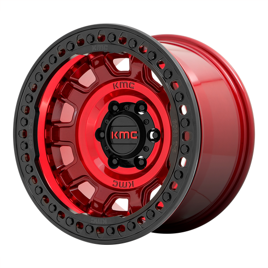KMC KM236 Tank Beadlock 17x9 6x139.7 -38mm Offset Candy Red Wheel