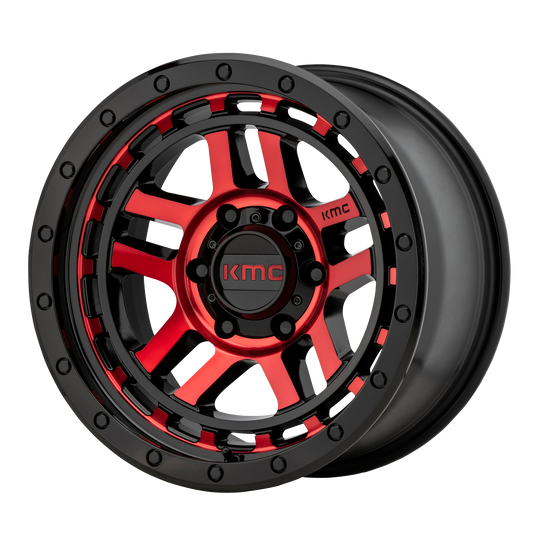 KMC KM540 Recon 17x9 6x139.7 -12mm Offset Gloss Black Machined w/ Red Tint Wheel