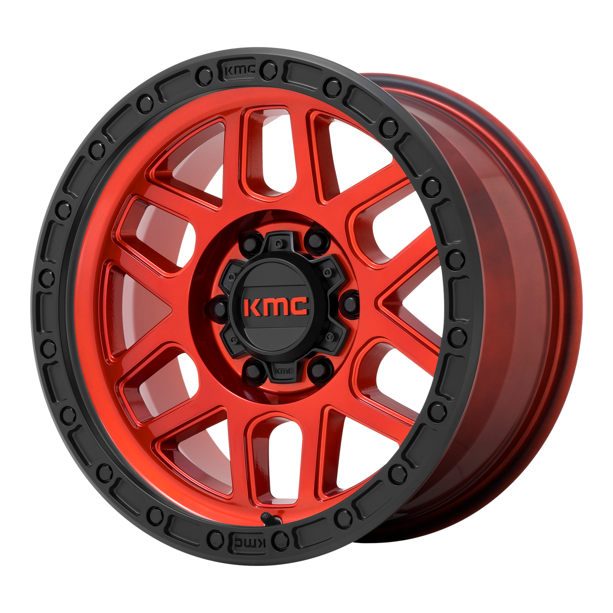 KMC KM544 Mesa 18x9 5x127 +18mm Offset Candy Red w/ Black Lip Wheel