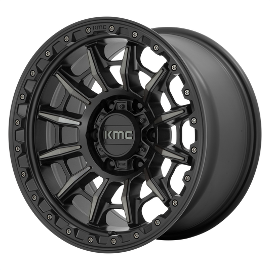 KMC KM547 Carnage 16x8 6x139.7 +0mm Offset Satin Black w/ Gray Tint Wheel