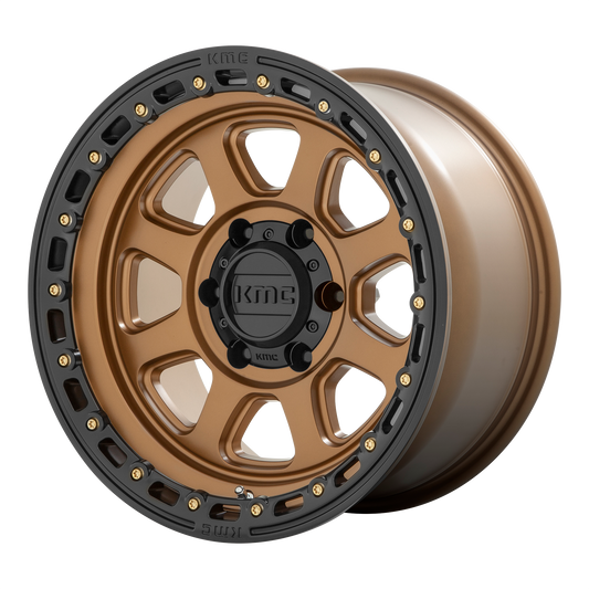 KMC KM548 Chase 17x9 5x127 +0mm Offset Matte Bronze w/ Black Lip Wheel