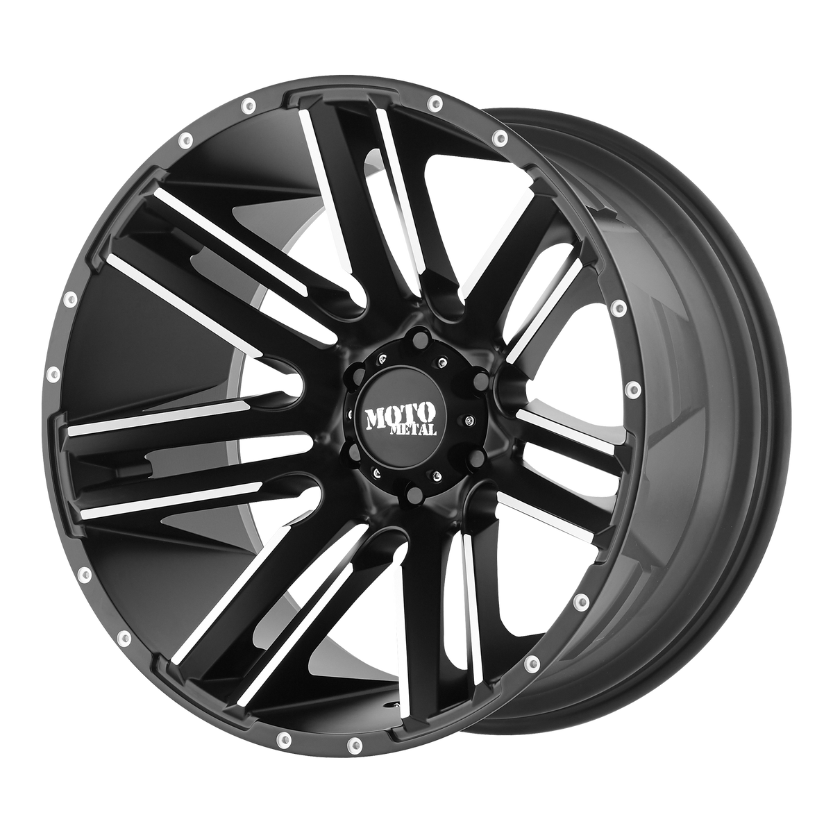 Moto Metal MO978 Razor 20x10 8x170 -24mm Offset Satin Black Machined Wheel
