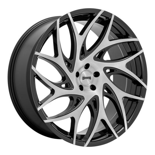 DUB S260 G.o.a.t. 24x10 6x135 +30mm Offset Brushed Face w/ Gloss Black Dark Tint Spokes Wheel