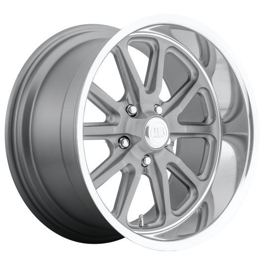 US Mag U111 Rambler 20x10.5 5x127 +20mm Offset Textured Gray w/ Diamond Cut Lip Wheel