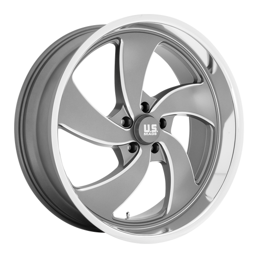 US Mag U133 Desperado 20x8 5x127 +1mm Offset Anthracite Milled w/ Diamond Cut Lip Wheel