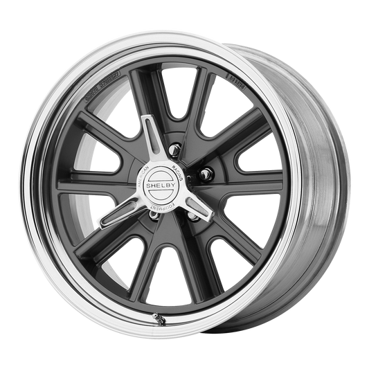 American Racing Vintage VN427 Shelby Cobra 17x9.5 5x114.3 +6mm Offset Two-piece Mag Gray Center Polished Barrel Wheel