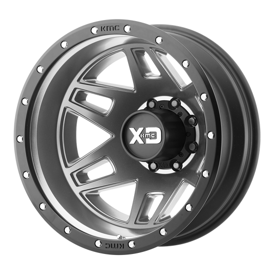 XD XD130 Machete Dually 17x6.5 8x200 -140mm Offset Matte Gray w/ Black Ring Wheel - Rear